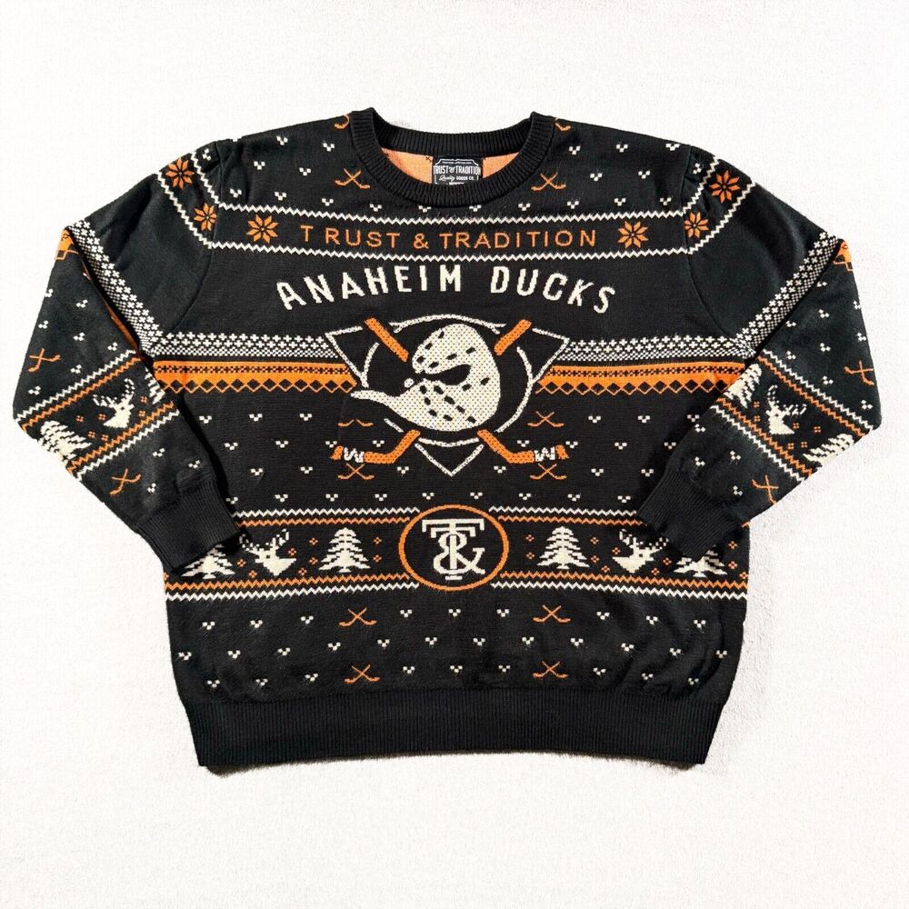 Trust and Tradition Anaheim Ducks Sweatshirt Men's XXL Holiday Sweater Hockey